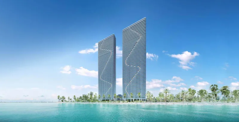 Aria Reserve Miami twin towers rendering, Edgewater waterfront