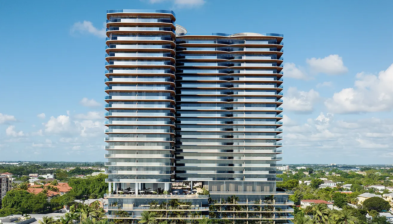 Olara West Palm Beach building and surrounding waterfront landscape